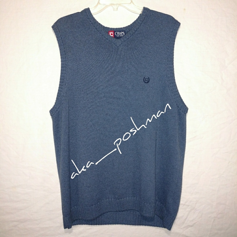 CHAPS 1978 BLUE/GRAY  L/G SWEATER VEST